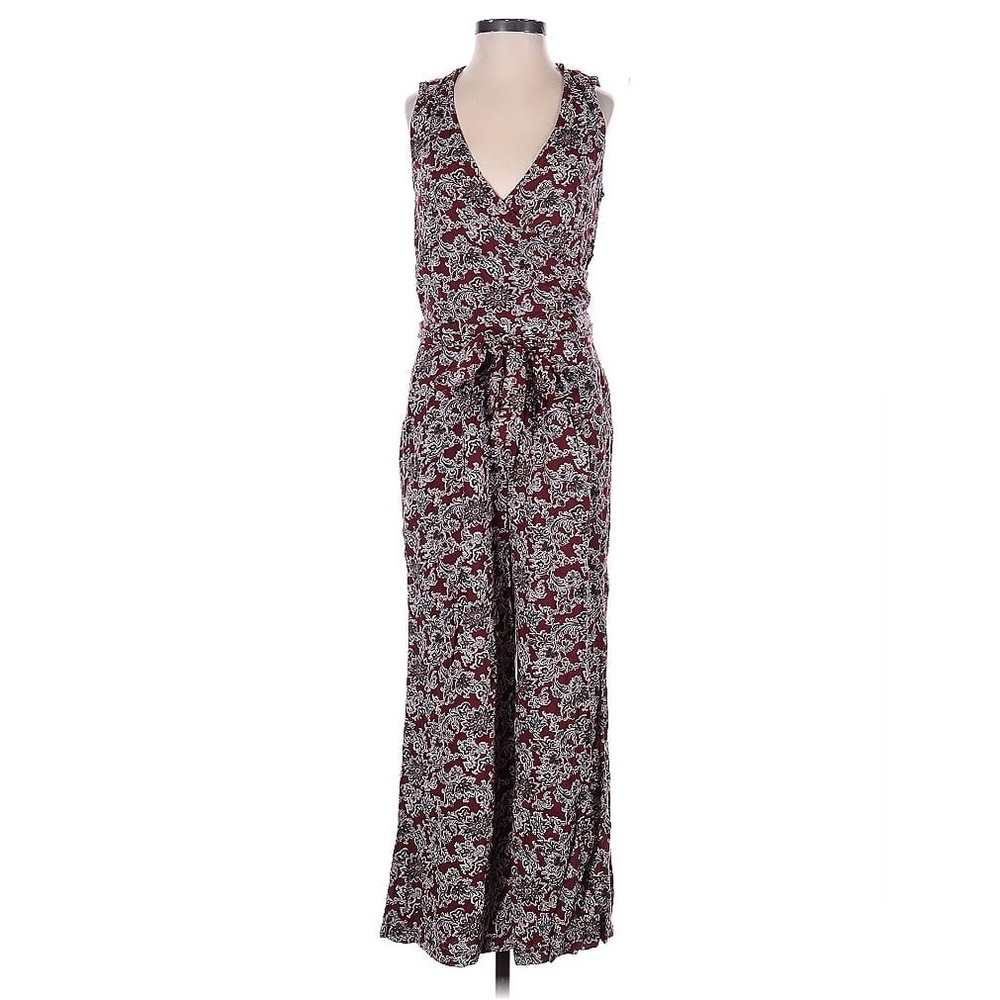 Abercrombie & Fitch Paisley Burgundy and White Patterned Jumpsuit Romper